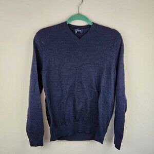 Gap Slub Merino Wool Lightweight Knit V-Neck Sweater Navy Blue sz M